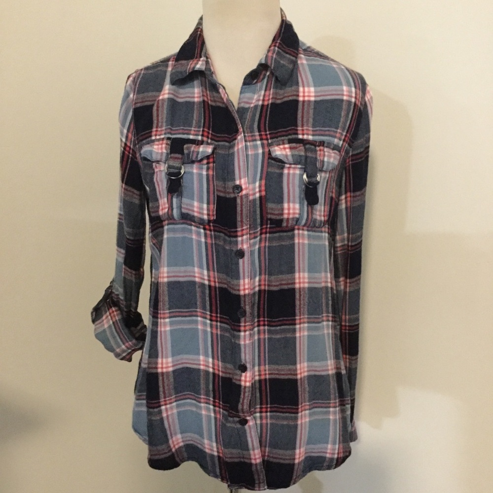 Anthropologie plaid flannel shirt button down Sm